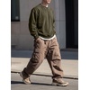 image:imageJMIERR Mens Acid Wash Cotton Vintage Relaxed Fit Crewneck Sweatshirt  Ribbed Collar Cuffs Long Sleeve Casual Pullover Drop Shoulder Y2K Streetwear Top Weekend Outings Fall Winter FashionMoss Green