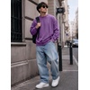 image:imageJMIERR Mens Acid Wash Cotton Vintage Relaxed Fit Crewneck Sweatshirt  Ribbed Collar Cuffs Long Sleeve Casual Pullover Drop Shoulder Y2K Streetwear Top Weekend Outings Fall Winter FashionTillandsia Purple