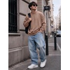 image:imageJMIERR Mens Acid Wash Cotton Vintage Relaxed Fit Crewneck Sweatshirt  Ribbed Collar Cuffs Long Sleeve Casual Pullover Drop Shoulder Y2K Streetwear Top Weekend Outings Fall Winter FashionSmoke Gray