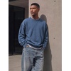 image:imageJMIERR Mens Acid Wash Cotton Vintage Relaxed Fit Crewneck Sweatshirt  Ribbed Collar Cuffs Long Sleeve Casual Pullover Drop Shoulder Y2K Streetwear Top Weekend Outings Fall Winter FashionSail Blue