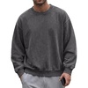 image:imageJMIERR Mens Acid Wash Cotton Vintage Relaxed Fit Crewneck Sweatshirt  Ribbed Collar Cuffs Long Sleeve Casual Pullover Drop Shoulder Y2K Streetwear Top Weekend Outings Fall Winter FashionDark Grey