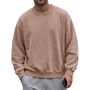 image:imageJMIERR Mens Acid Wash Cotton Vintage Relaxed Fit Crewneck Sweatshirt  Ribbed Collar Cuffs Long Sleeve Casual Pullover Drop Shoulder Y2K Streetwear Top Weekend Outings Fall Winter FashionSmoke Gray