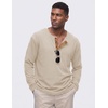 image:imageJMIERR Mens Henley Shirts Ribbed Long Sleeve T ShirtsApricot