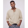 image:imageJMIERR Mens Henley Shirts Ribbed Long Sleeve T ShirtsApricot