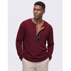 image:imageJMIERR Mens Henley Shirts Ribbed Long Sleeve T ShirtsBurgundy