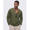 image:imageJMIERR Mens Henley Shirts Ribbed Long Sleeve T ShirtsGreen