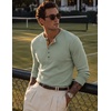 image:imageJMIERR Mens Henley Shirts Ribbed Long Sleeve T ShirtsLight Green