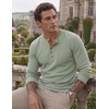 image:imageJMIERR Mens Henley Shirts Ribbed Long Sleeve T ShirtsLight Green