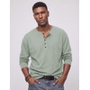 image:imageJMIERR Mens Henley Shirts Ribbed Long Sleeve T ShirtsLight Green