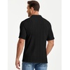 image:imageJMIERR Mens Textured Collared Casual Short Sleeve Knit Polo ShirtsBlack