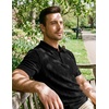 image:imageJMIERR Mens Textured Collared Casual Short Sleeve Knit Polo ShirtsBlack