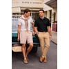 image:imageJMIERR Mens Textured Collared Casual Short Sleeve Knit Polo ShirtsBlack