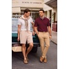 image:imageJMIERR Mens Textured Collared Casual Short Sleeve Knit Polo ShirtsBurgundy
