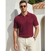 image:imageJMIERR Mens Textured Collared Casual Short Sleeve Knit Polo ShirtsBurgundy