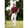 image:imageJMIERR Mens Textured Collared Casual Short Sleeve Knit Polo ShirtsBurgundy