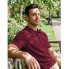 image:imageJMIERR Mens Textured Collared Casual Short Sleeve Knit Polo ShirtsBurgundy