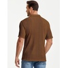 image:imageJMIERR Mens Textured Collared Casual Short Sleeve Knit Polo ShirtsChestnut