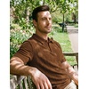 image:imageJMIERR Mens Textured Collared Casual Short Sleeve Knit Polo ShirtsChestnut