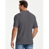 image:imageJMIERR Mens Textured Collared Casual Short Sleeve Knit Polo ShirtsDark Grey