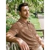 image:imageJMIERR Mens Textured Collared Casual Short Sleeve Knit Polo ShirtsDark Khaki