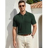 image:imageJMIERR Mens Textured Collared Casual Short Sleeve Knit Polo ShirtsDuffel Green