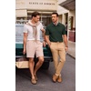 image:imageJMIERR Mens Textured Collared Casual Short Sleeve Knit Polo ShirtsDuffel Green