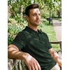 image:imageJMIERR Mens Textured Collared Casual Short Sleeve Knit Polo ShirtsDuffel Green