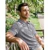 image:imageJMIERR Mens Textured Collared Casual Short Sleeve Knit Polo ShirtsGray