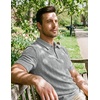 image:imageJMIERR Mens Textured Collared Casual Short Sleeve Knit Polo ShirtsLight Grey
