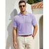 image:imageJMIERR Mens Textured Collared Casual Short Sleeve Knit Polo ShirtsLight Purple