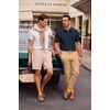 image:imageJMIERR Mens Textured Collared Casual Short Sleeve Knit Polo ShirtsNavy Blue