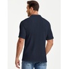 image:imageJMIERR Mens Textured Collared Casual Short Sleeve Knit Polo ShirtsNavy Blue