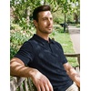 image:imageJMIERR Mens Textured Collared Casual Short Sleeve Knit Polo ShirtsNavy Blue