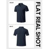 image:imageJMIERR Mens Textured Collared Casual Short Sleeve Knit Polo ShirtsNavy Blue