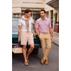 image:imageJMIERR Mens Textured Collared Casual Short Sleeve Knit Polo ShirtsPink
