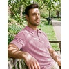 image:imageJMIERR Mens Textured Collared Casual Short Sleeve Knit Polo ShirtsPink