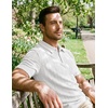 image:imageJMIERR Mens Textured Collared Casual Short Sleeve Knit Polo ShirtsWhite