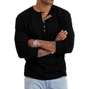 image:imageJMIERR Mens Henley Shirts Ribbed Long Sleeve T ShirtsBlack