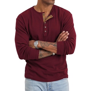 image:imageJMIERR Mens Henley Shirts Ribbed Long Sleeve T ShirtsBurgundy