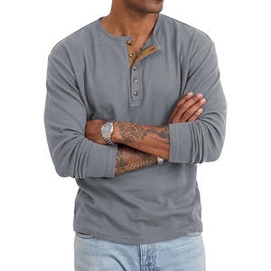 image:imageJMIERR Mens Henley Shirts Ribbed Long Sleeve T ShirtsGrey