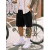 image:imageJMIERR Mens Acid Wash Cotton Loose Fit Drawstring Baggy Sweat ShortsBlack