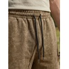 image:imageJMIERR Mens Acid Wash Cotton Loose Fit Drawstring Baggy Sweat ShortsBrown