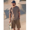 image:imageJMIERR Mens Acid Wash Cotton Loose Fit Drawstring Baggy Sweat ShortsBrown