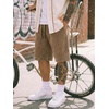 image:imageJMIERR Mens Acid Wash Cotton Loose Fit Drawstring Baggy Sweat ShortsBrown
