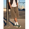 image:imageJMIERR Mens Acid Wash Cotton Loose Fit Drawstring Baggy Sweat ShortsBrown