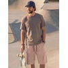 image:imageJMIERR Mens Acid Wash Cotton Loose Fit Drawstring Baggy Sweat ShortsLight French Beige
