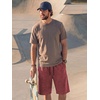image:imageJMIERR Mens Acid Wash Cotton Loose Fit Drawstring Baggy Sweat ShortsRed Dahlia