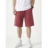 image:imageJMIERR Mens Acid Wash Cotton Loose Fit Drawstring Baggy Sweat ShortsRed Dahlia