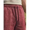 image:imageJMIERR Mens Acid Wash Cotton Loose Fit Drawstring Baggy Sweat ShortsRed Dahlia