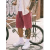 image:imageJMIERR Mens Acid Wash Cotton Loose Fit Drawstring Baggy Sweat ShortsRed Dahlia
